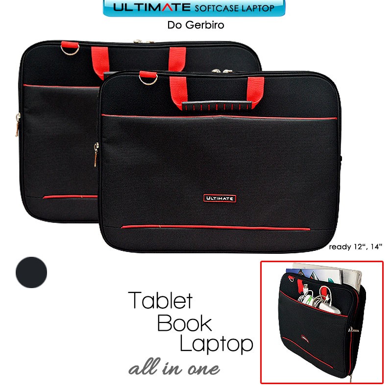 TAS LAPTOP PRIA DAN WANITA SOFTCASE ULTIMATE DOUBLE GERBIRO 12&quot; DAN 14&quot;