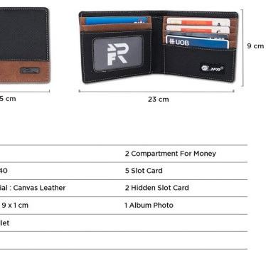 ➹ JFR Dompet Pria Kulit Kanvas Dompet Laki Laki Dompet Cowok Kulit Kanvas Keren Castle Series JP40 ♪
