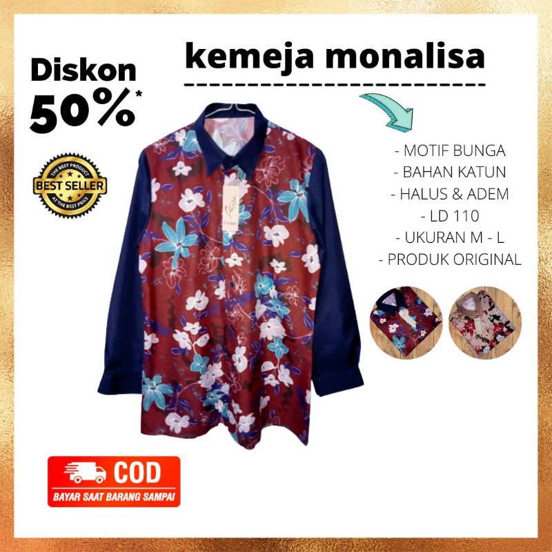 kemeja wanita terbaru || kemeja monalisa motif bunga