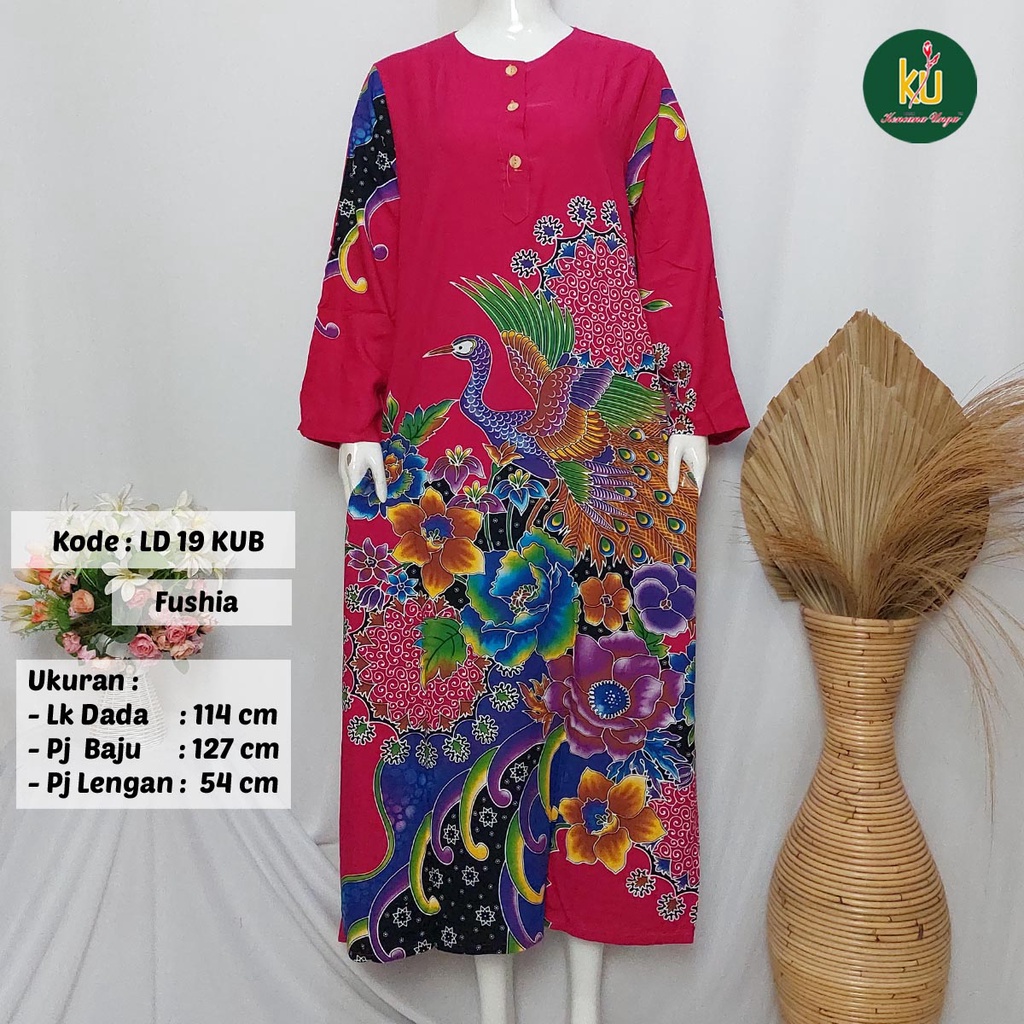 COD LD 20 KUB | DASTER PANJANG KENCANA UNGU ASLI LABEL BIRU | LongDress Wanita Lengan Panjang Busui ini-Fushia I