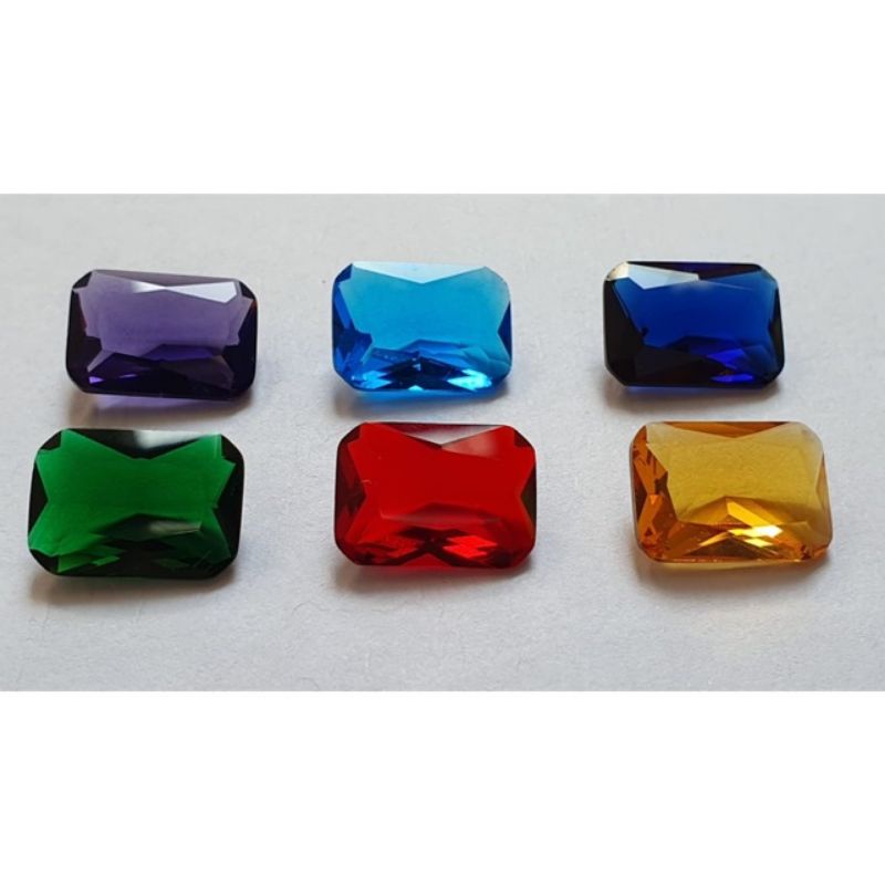 Permata Glass Rectangle Emerald Octagon Mix warna Persegi Panjang