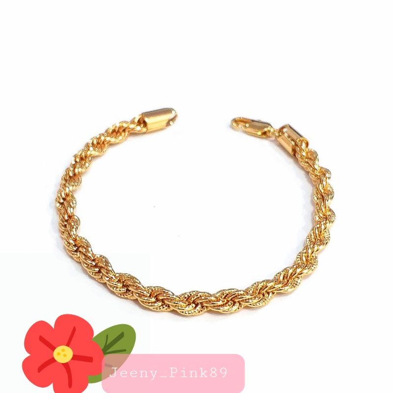 Gelang Tangan Model Tambang Perhiasan Imitasi Lapis Emas