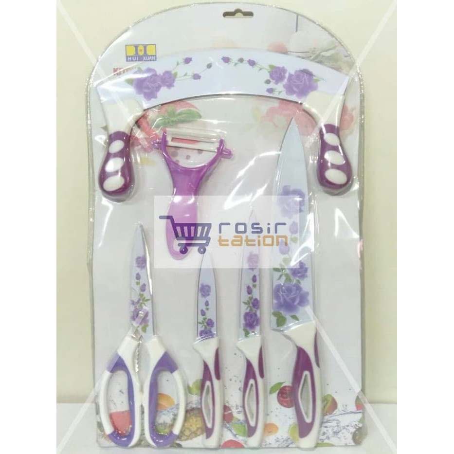 Pisau Keramik Set Plus Gunting - Ungu