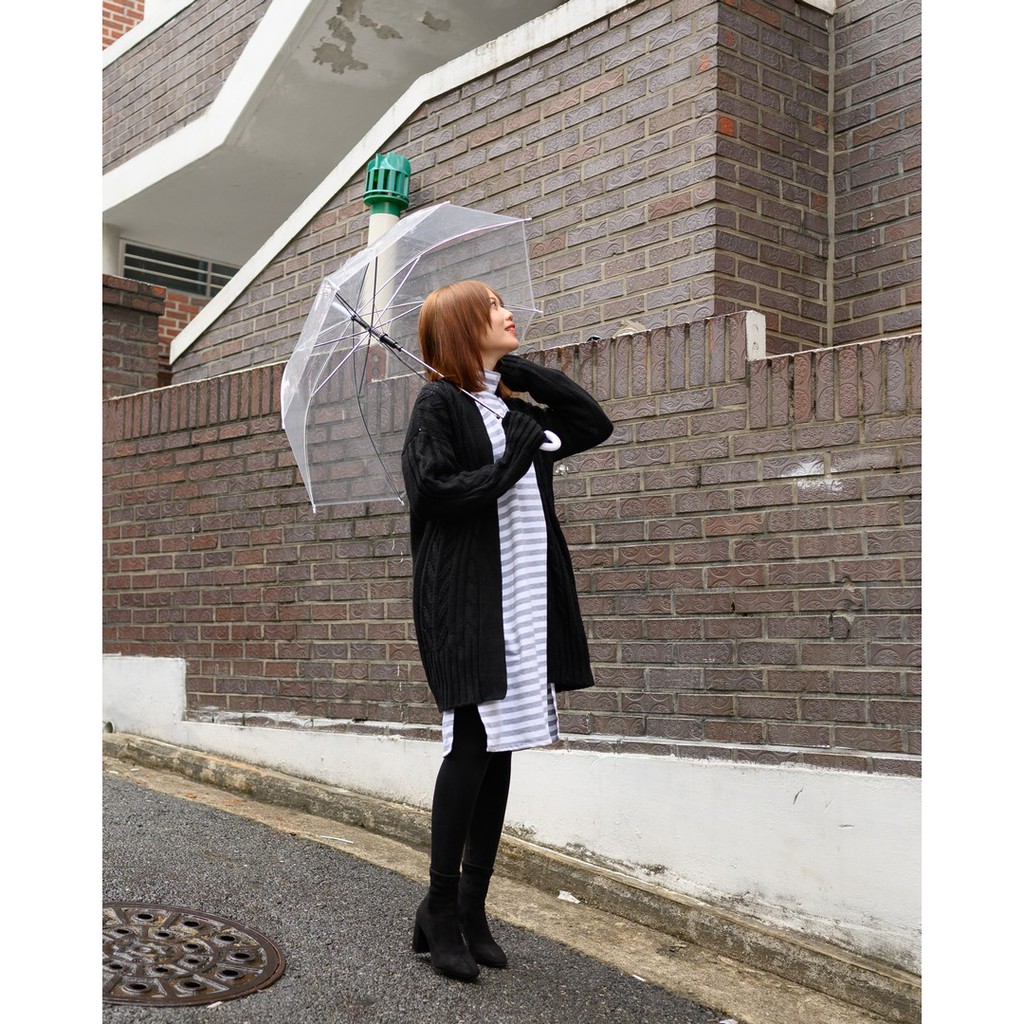 Myrubylicious CABLE GRANNY LONG CARDIGAN-BLACK