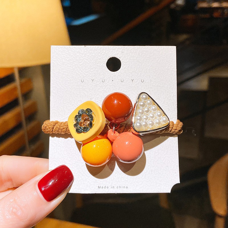 RA-04 Funstore Ikat Rambut Korea Geometri Gelang Aksesoris Wanita - Kuncir Rambut Korea-Kuning