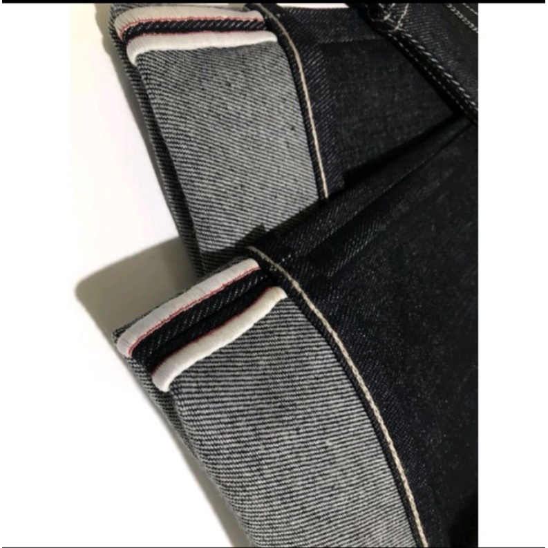 GLOSIR DENIM SELVEDGE RAW ACCENT 15OZ CELANA JEANS SELVEG RED LINE STRAIGHT JUMBO SIZE 27-38