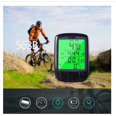 [SPEDOMETER] - SunDING Speedometer Sepeda Backlight LCD - SD-563A - Black