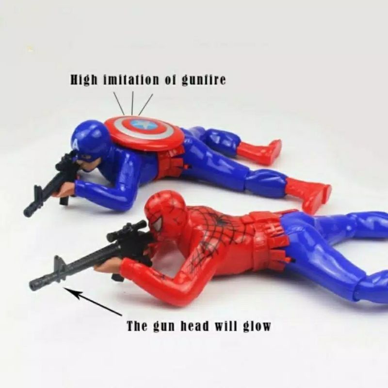 Mainan Anak Robot Avangers Hulk / Spiderman / Captain America / Superman Bisa Jalan Sambil Merayap