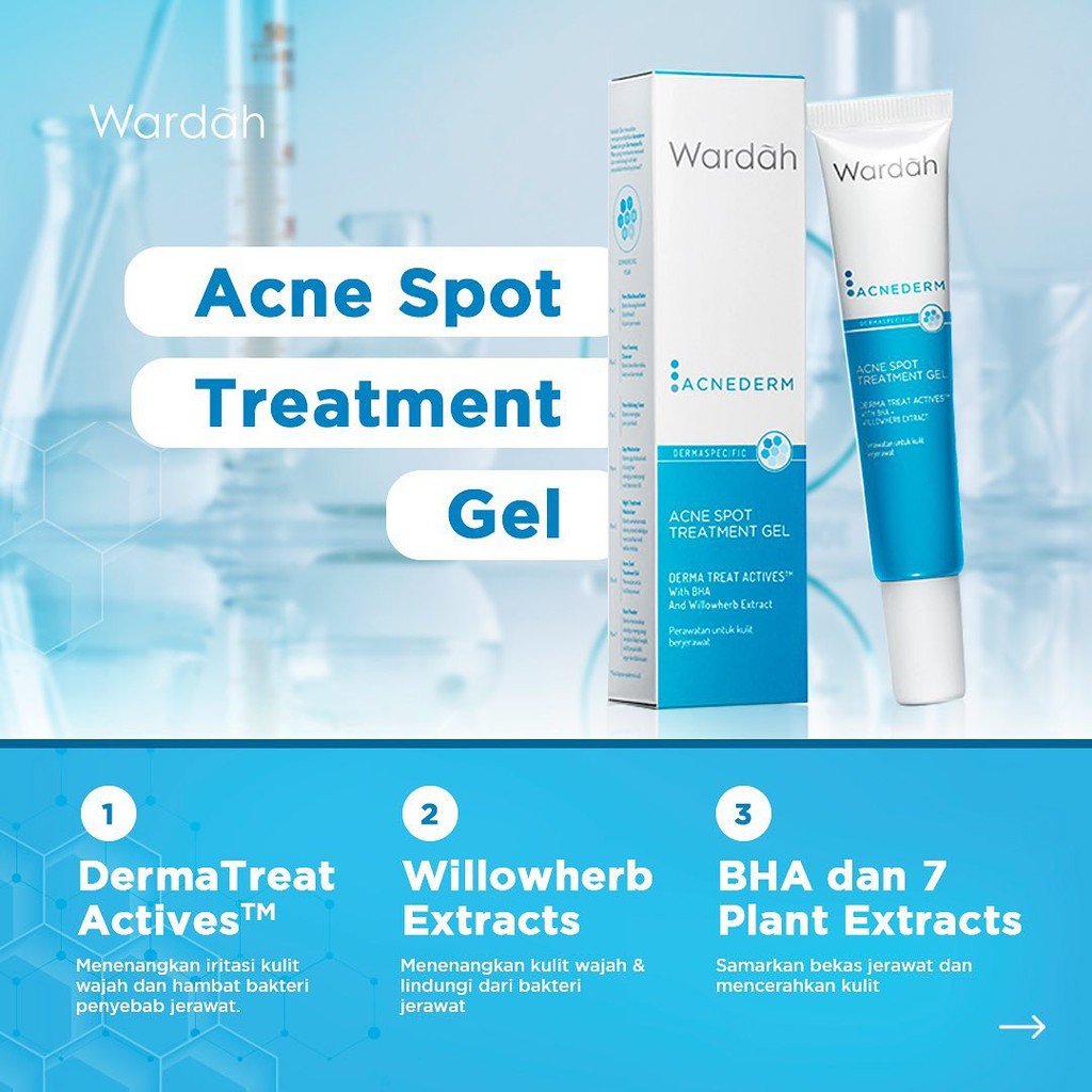 Wardah Acnederm Series | Cleanser Toner Day Night Cream Acne Pore Blackhead Gel Face Powder