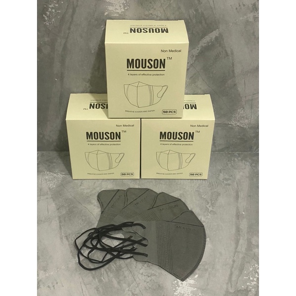 MASKER DUCKBILL 3PLY EARLOOP EMBOSS MOUSON ISI 50PC / DUCKBILL MOUSON BOX / MASKER DUCKBILL LEMBUT