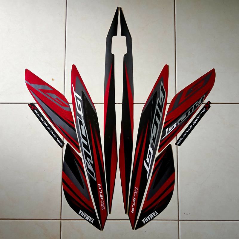 stiker striping MOTOR Mio Gt 2014 Hitam-Merah