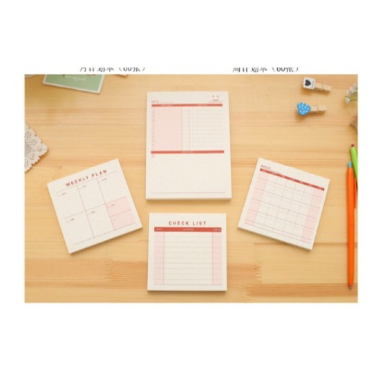 Pad Sticky Note Memo Jadwal Mingguan Bulanan-red