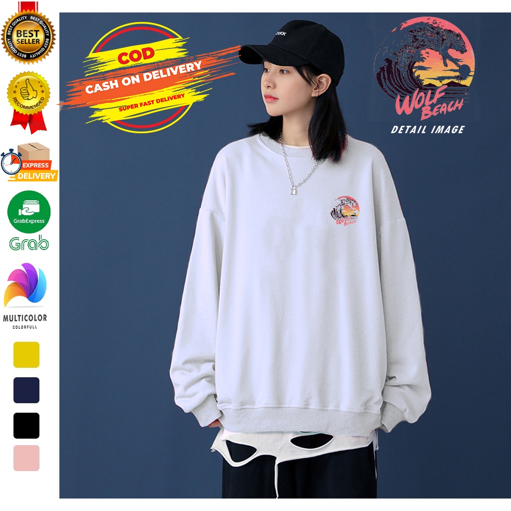 Sweater Wolf Beach | Sweater Pria &amp; Wanita Terbaru | Dhea Fashion