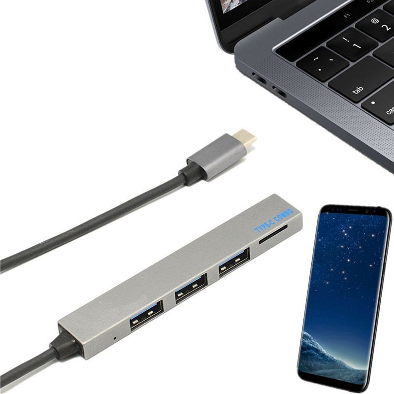 USB Type C 3.1 to USB HUB 3.0 3port with Slot TF Reader