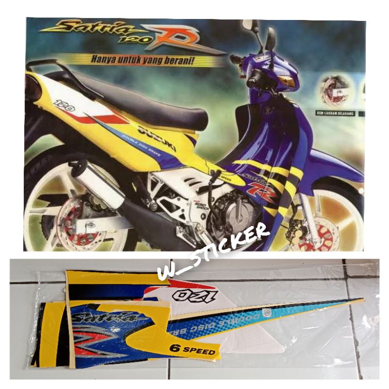 Striping stiker satria 120R satria R 120 satria lumba biru kuning