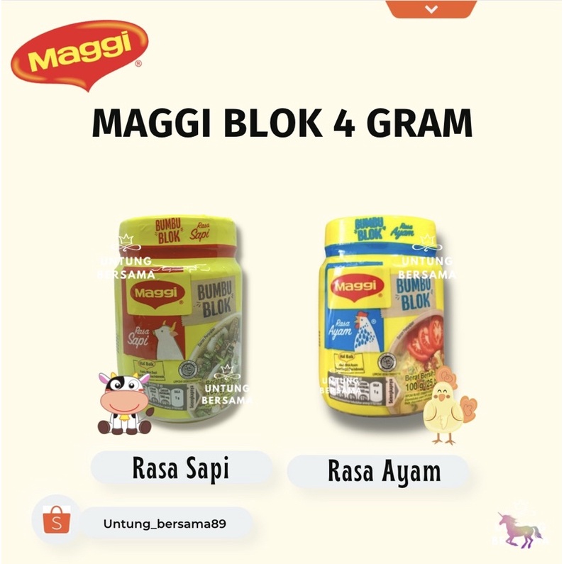 ♥️ UB ♥️ MAGGI BLOK RASA SAPI dan RASA AYAM 4 GRAM | isi 25 biji