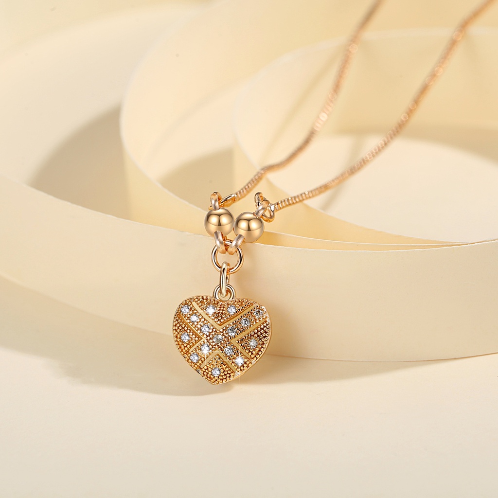 Y605 【Barang spot】Kalung Wanita Titanium Anti Karat Lapis Emas Liontin Berbentuk Hati Gold Kalung Aksesoris Fashion Kalung