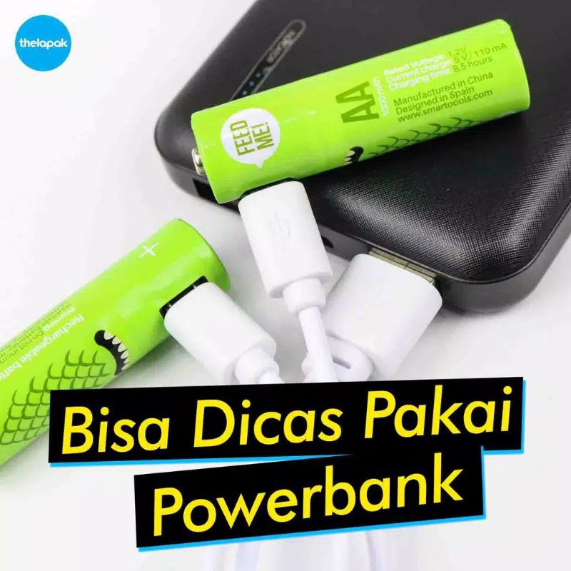 MICROBATT Baterai Cas AA Micro USB 1000mAh isi 2pcs