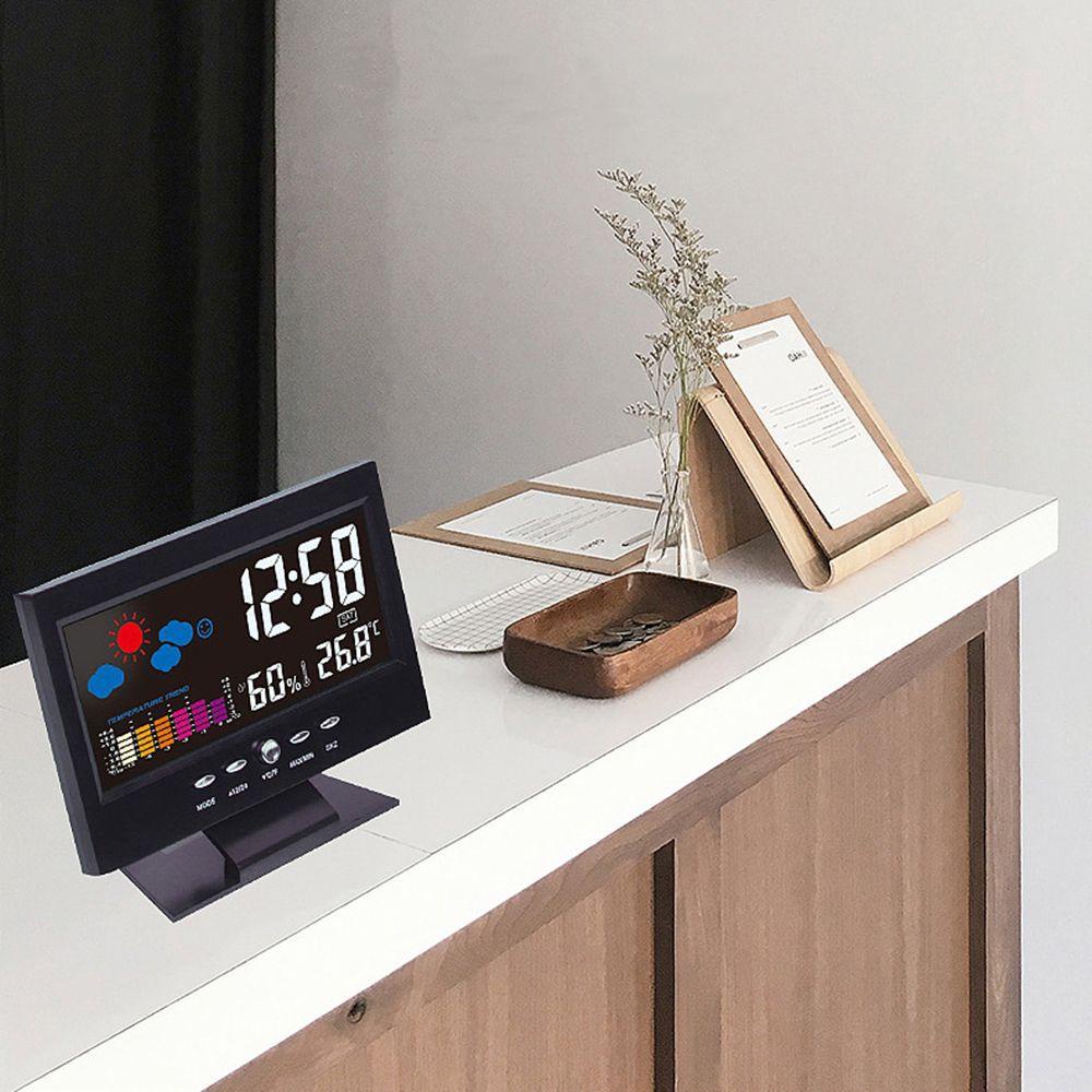 Suyo Jam Alarm Digital Dengan Lampu LED + Kalender + Cuaca Untuk Indoor / Outdoor