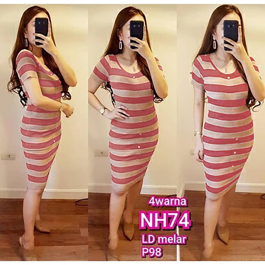 WSE390 - Dress Rajut Nova / Dress Wanita / Dress Rajut Motif Garis / DRESS RAJUT IMPORT / PREMIUM QUALITY
