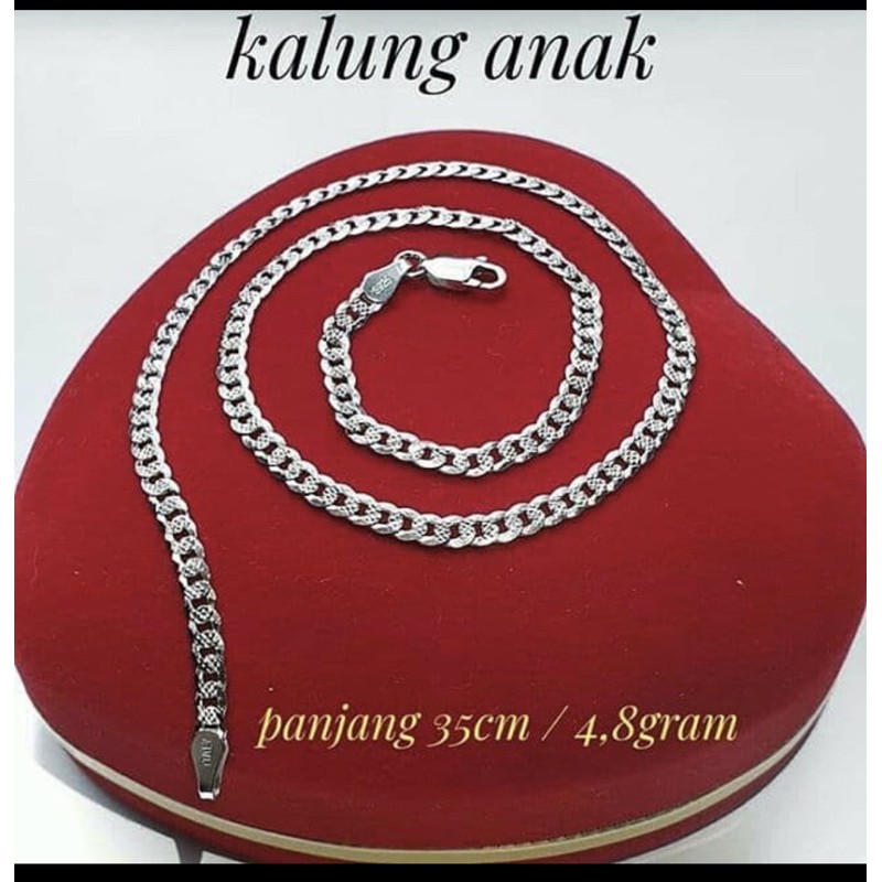 Kalung anak sisik naga kalung anak perak 925 lapis emas putih