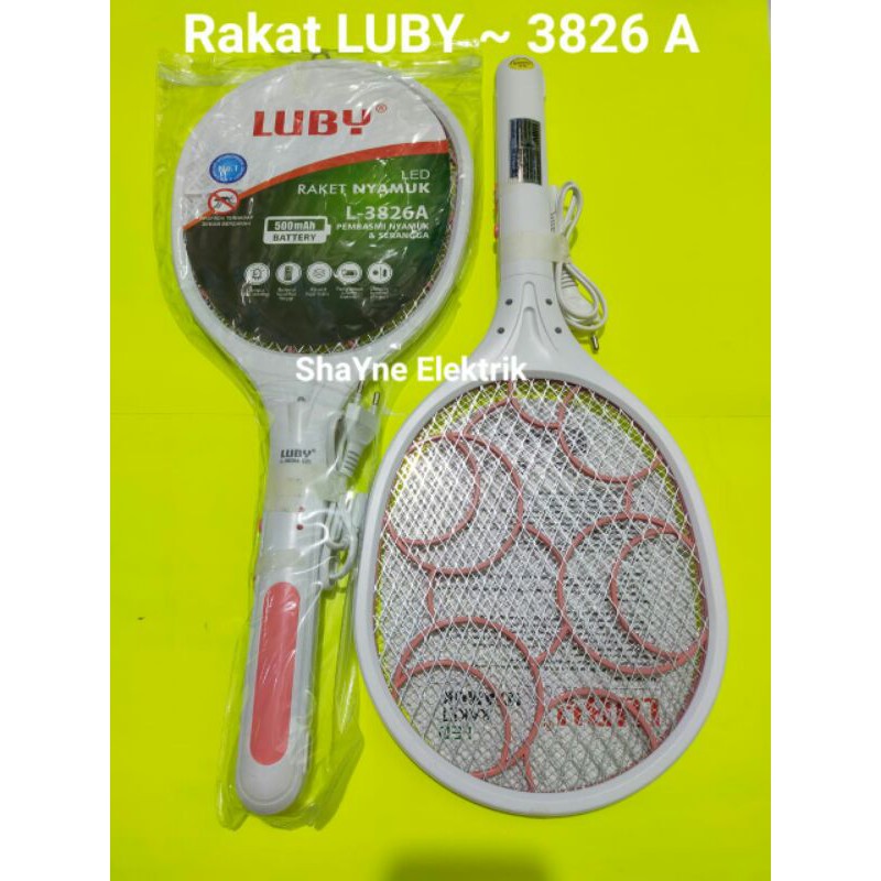 Raket Nyamuk LUBY 3826A Rechargeble Tahan 20 Jam + Lampu LED Random