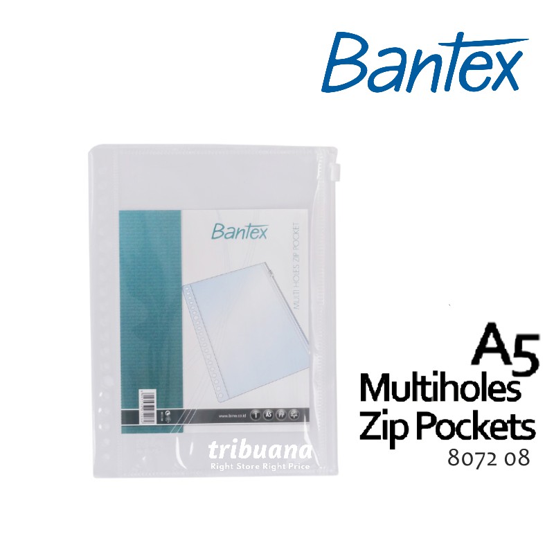 

Bantex Zipper Pocket Mutiring Binder A5 20 Holes - Kantong Zipper A5 20 Ring 8072 08
