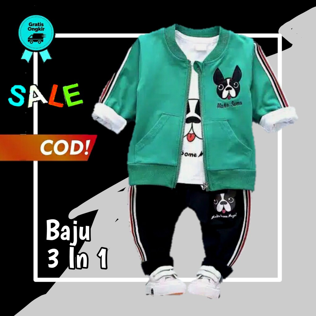 baju anak laki 3 in 1 baju anak laki laki stelan anak laki laki baju anak cowok setelan KE40