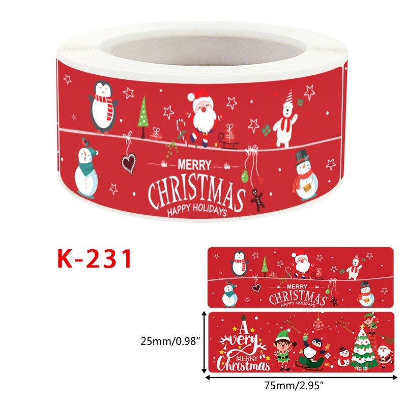 120pcs / Roll Stiker Kotak Permen Desain Merry Christmas Untuk Dekorasi