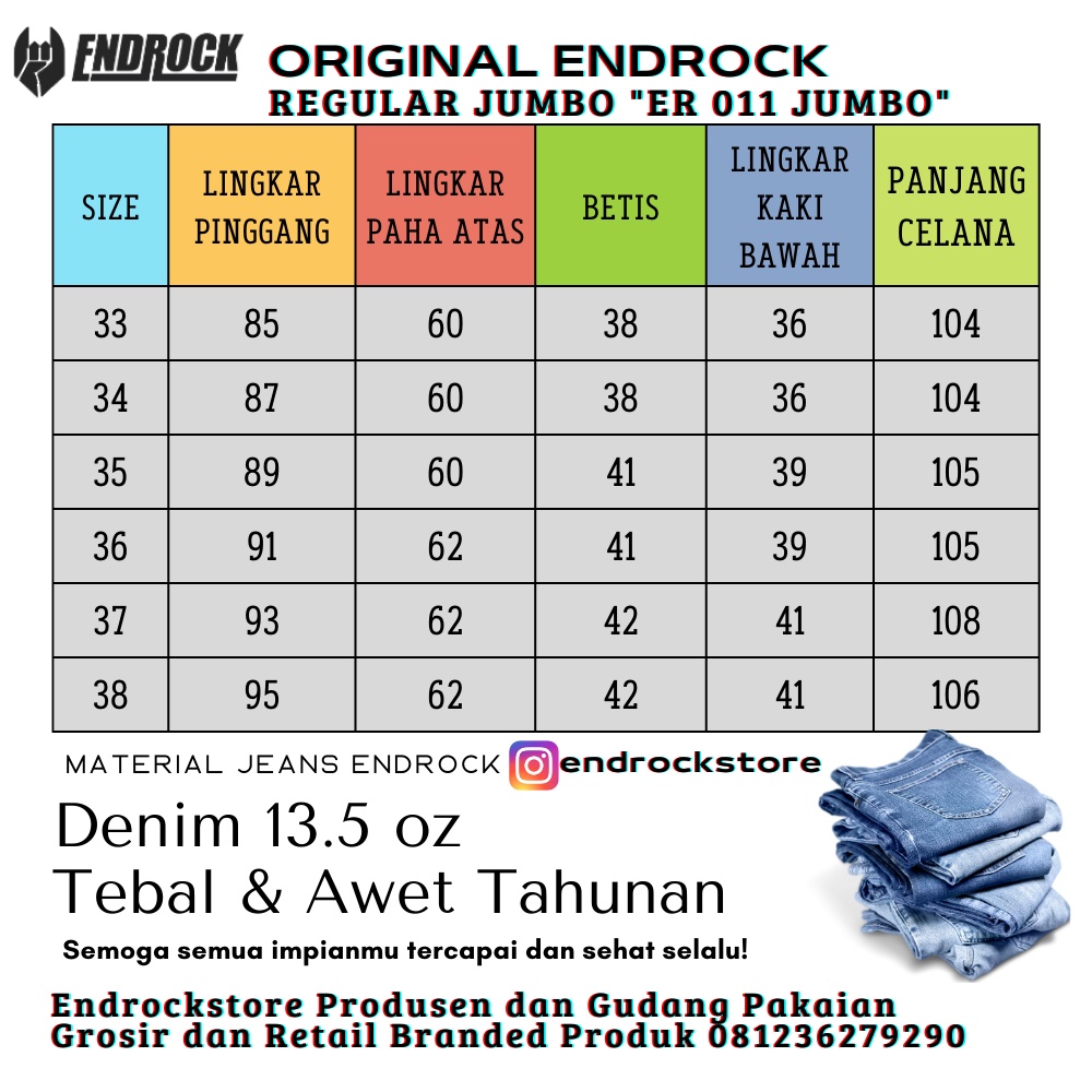 ORIGINAL jeans endrock jumbo 011 | Celana jeans jumbo pria awet tahunan