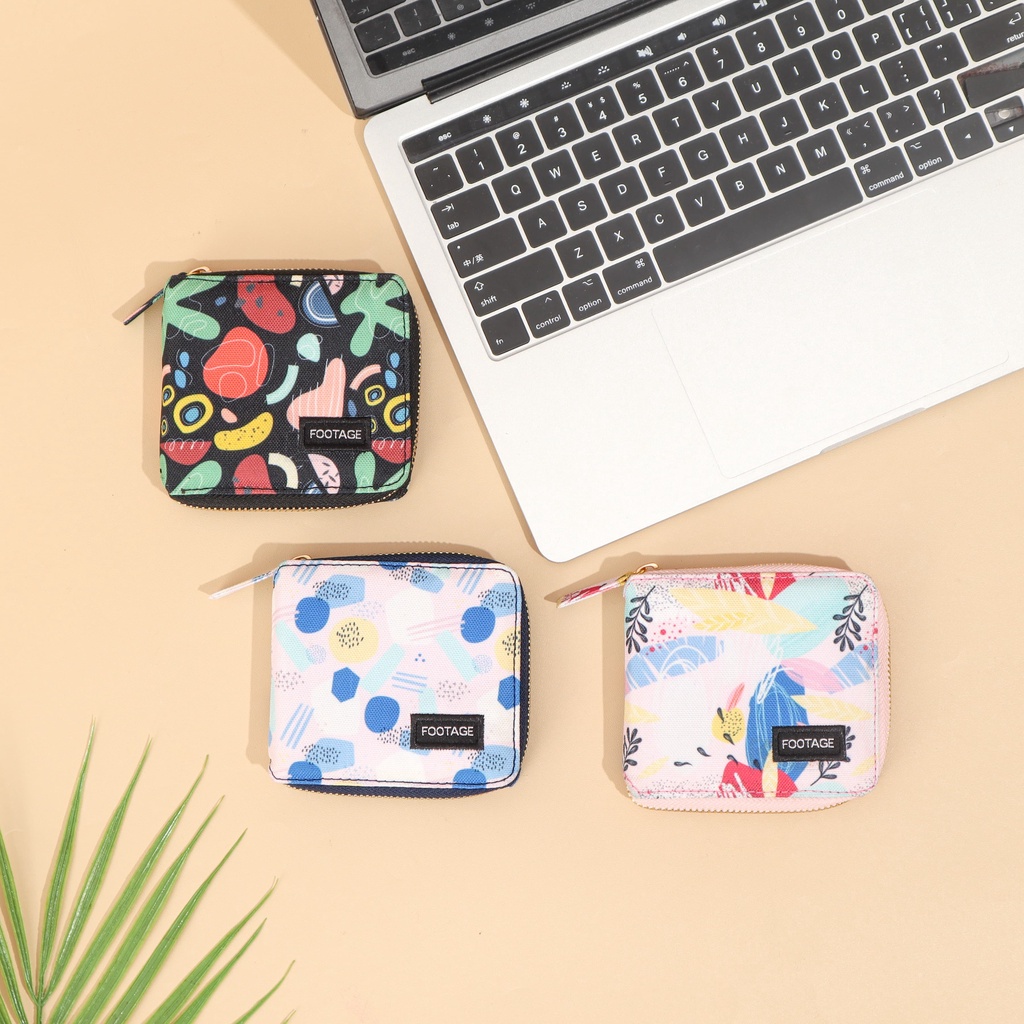 Dompet Wanita Kecil Wallet Cewek Resleting Kanvas dilengkapi Card Holder Footage DW-01Motif Terbaru