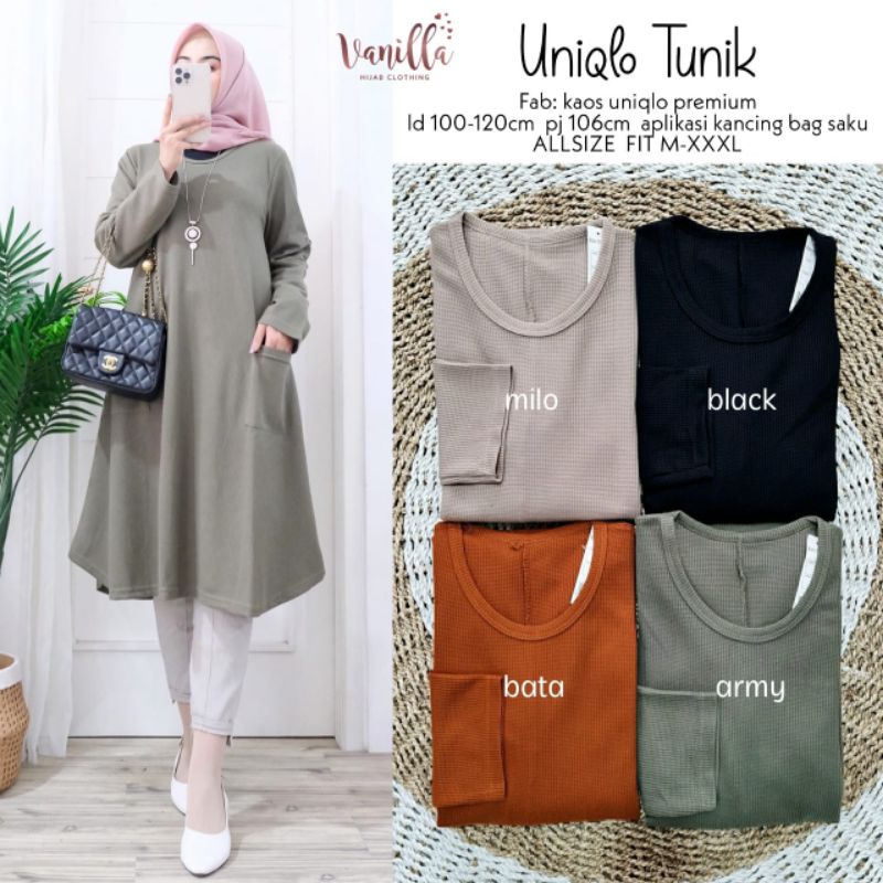 Baju Wanita Atasan Wanita Muslimah Jumbo Uniqlo Tunik Original By Vanilla