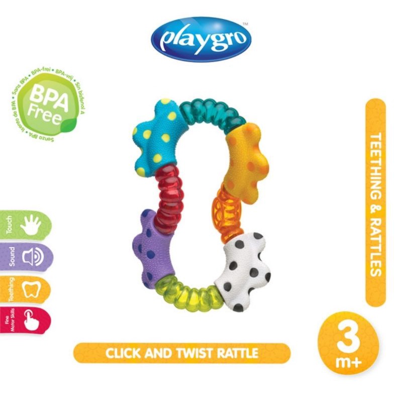 Playgro Click &amp; Twist Rattle - Mainan Gigitan Bayi &amp; Anak