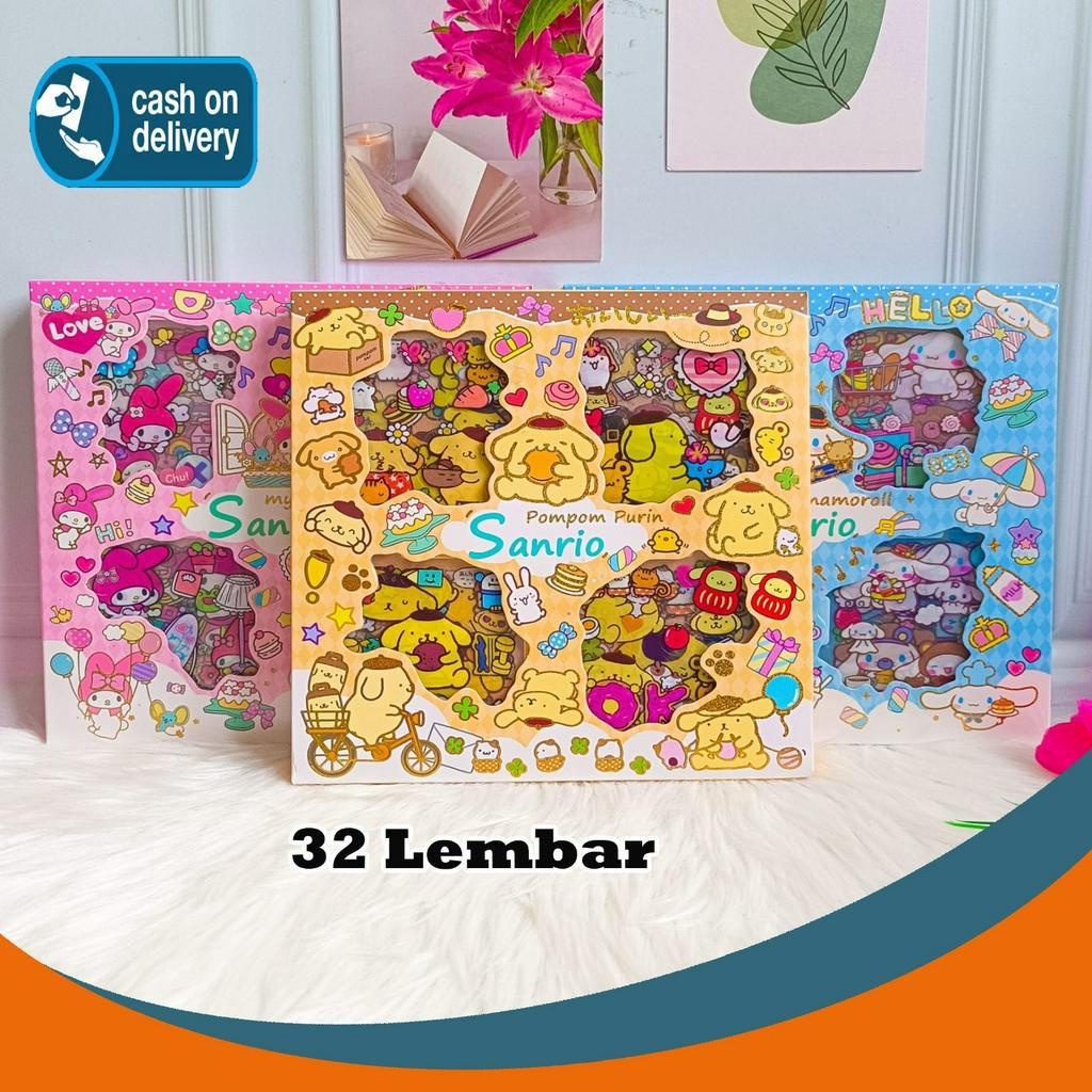 

STICKER BOX SANRIO ISI 32 LEMBAR SET DAILY MANUAL CUTE PATTERN DECORATIVE TAPE STICKER GIFT CRAFT