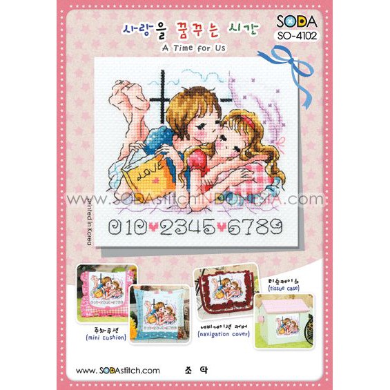 Paket DIY Craft Sulam Kristik Strimin Cross Stitch Sodastitch SO-4102 - A Time For Us Korea Couple