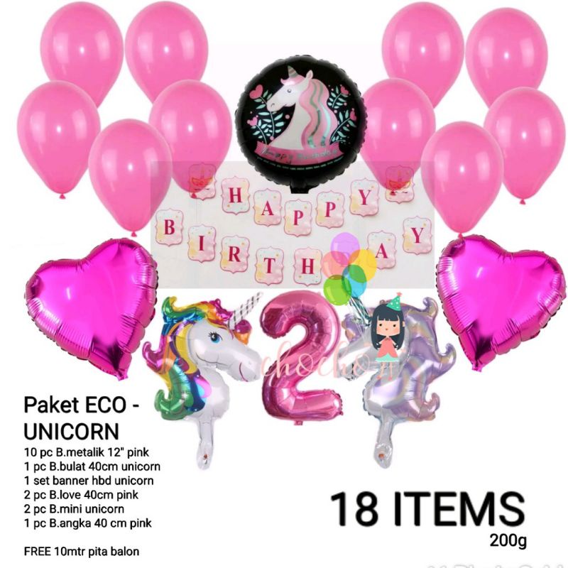 (1set) Paket ulang tahun unicorn dekorasi ulang tahun unicorn tema ulang tahun murah