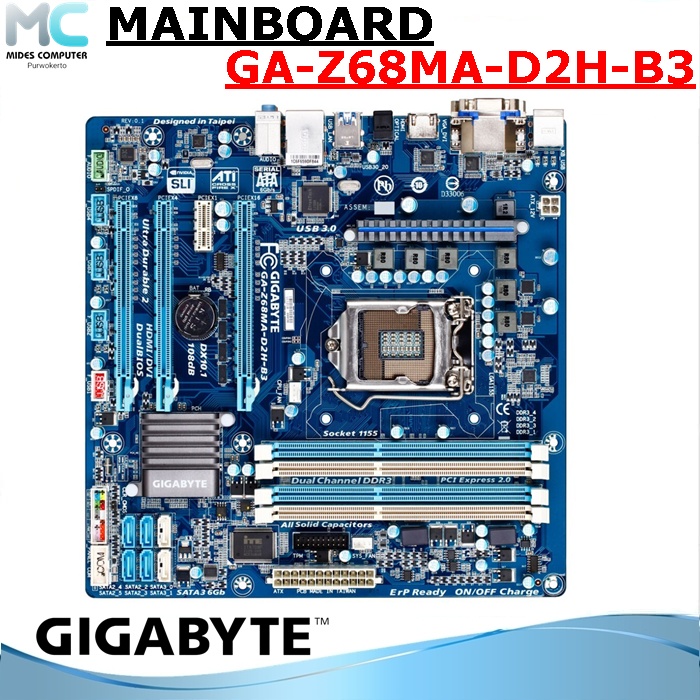 Mainboard Intel Z68 Gigabyte GA 1155 4 Slot Ram