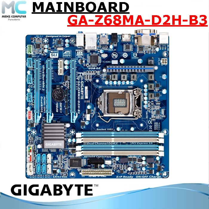 Motherboard Intel Z68 Gigabyte GA 1155 4 Slot Ram