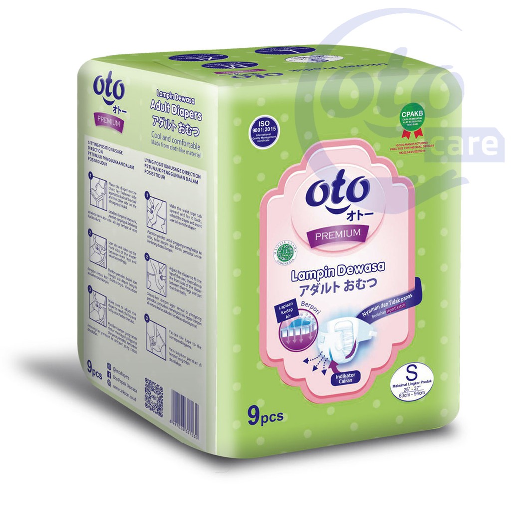 OTO Popok Dewasa PREMIUM ( Daya Serap Lebih Banyak ) Lem Perekat Adult Diapers S isi 9 pcs