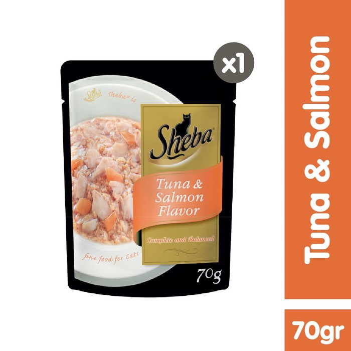 Sheba Pouch Makanan Kucing Basah rasa Tuna &amp; Salmon 70gr