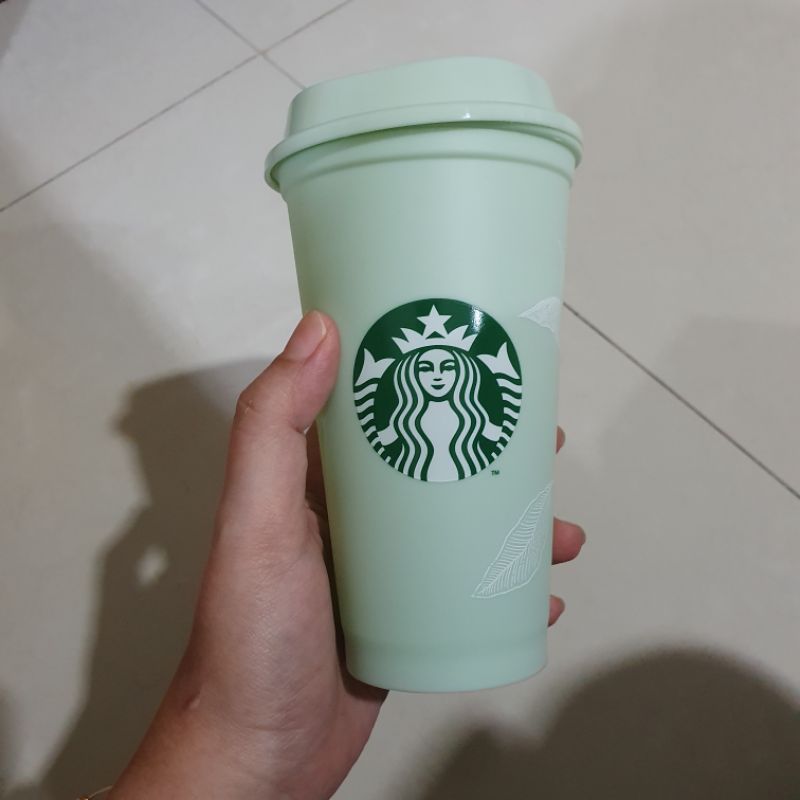 Starbucks reusable cup hot and cold light green