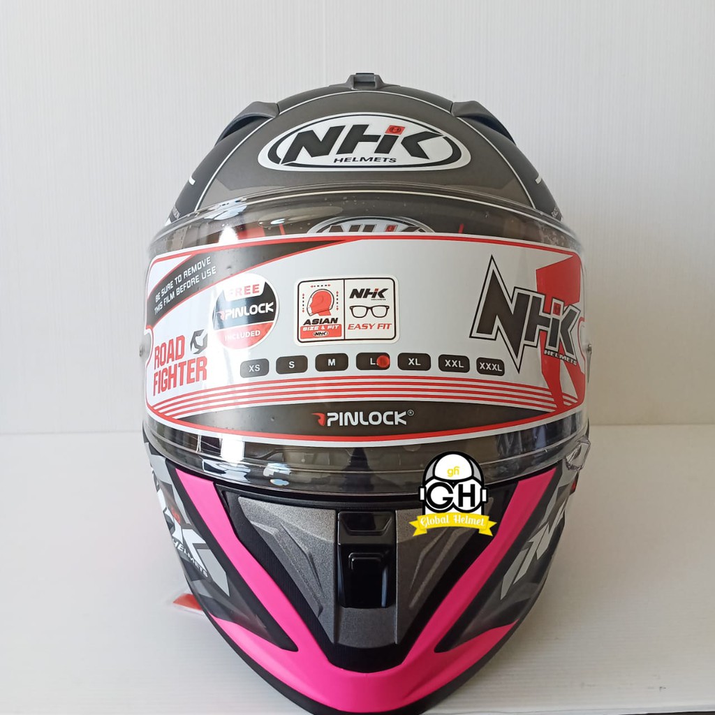 HELM NHK FULL FACE NHK GP PRIME MOTIF AEROSONIC BLACK PINK DOFF