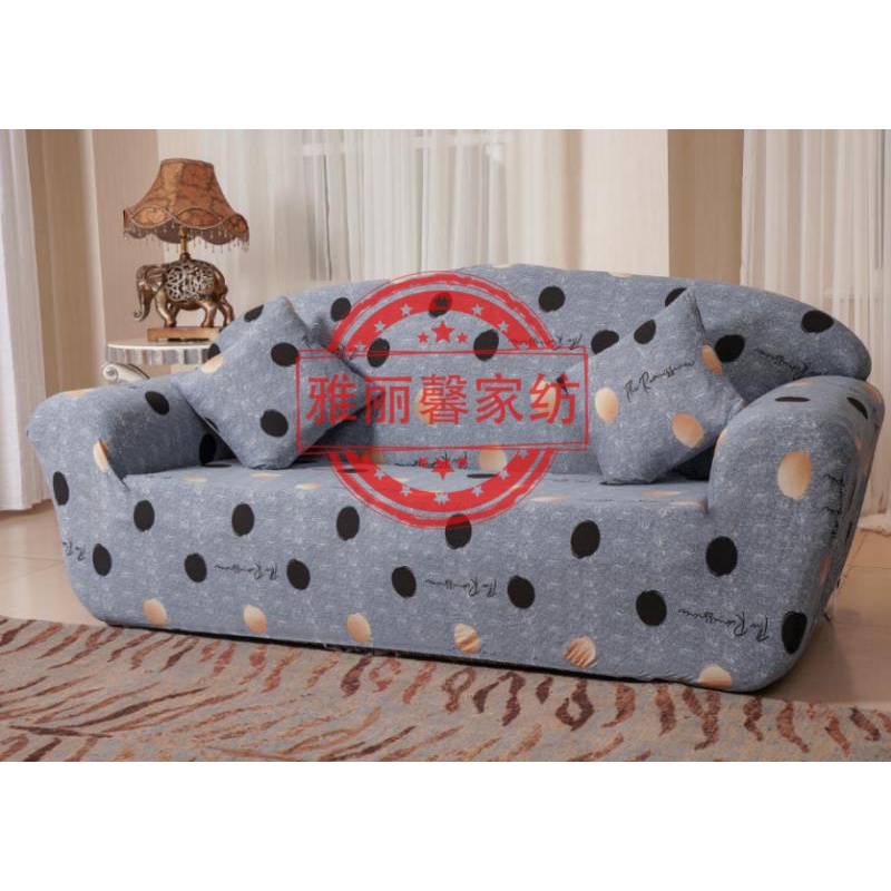 Cover Sofa Motif 5 / Cover Sofa Motif Polkadot Abu-abu / Sarung Sofa Motif / Cover Sofa Motif