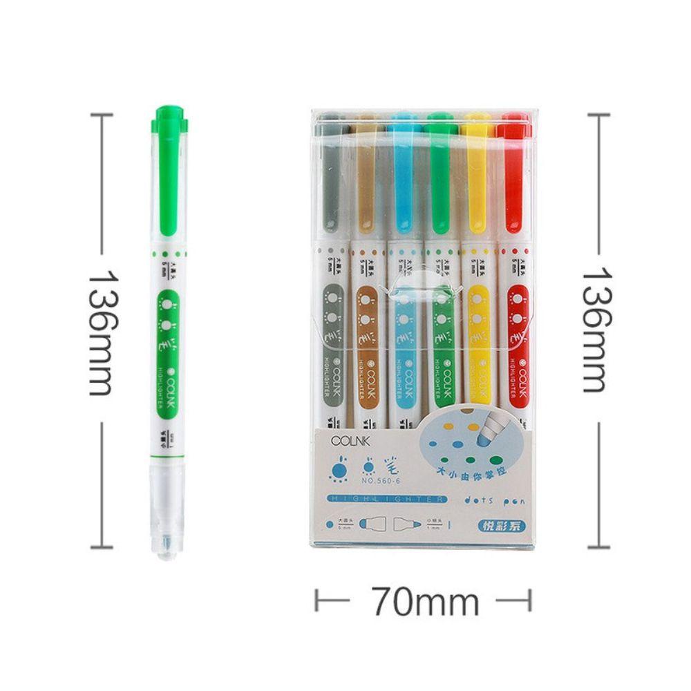 Mxbeauty Dots Stabilo set 6pcs /set Vintage Gambar Siswa Stationary Kantor Sekolah Perlengkapan Permen Warna Graffiti Pulpen