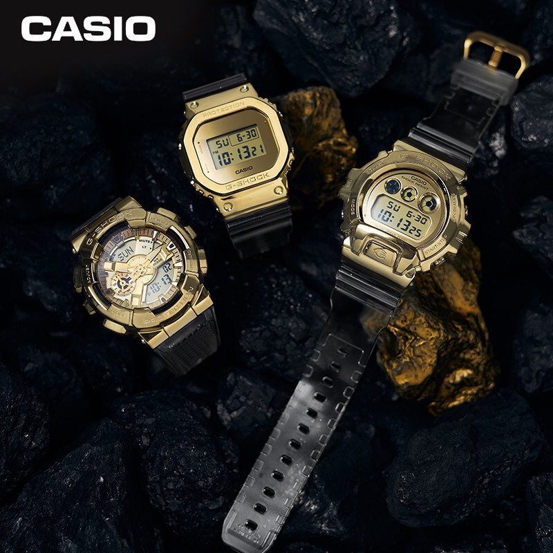 G-Shock Glacier Gold Series Pria Tahan Guncangan dan Jam Tangan Olahraga Tahan Air GM-110SG-9APR GM-6900SG-9PR GM-5600SG-9PR: Jam tangan tali transparan