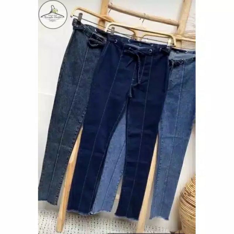 MURAH LEBAY VALERI JEANS HIGH WAIST TALI  // CELANA HW SNOW