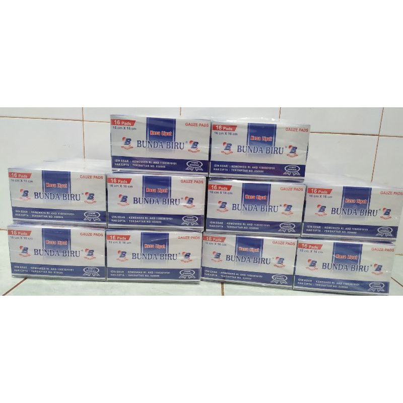 Kasa Lipat Steril Bunda Biru 16x16 cm isi 16 pcs