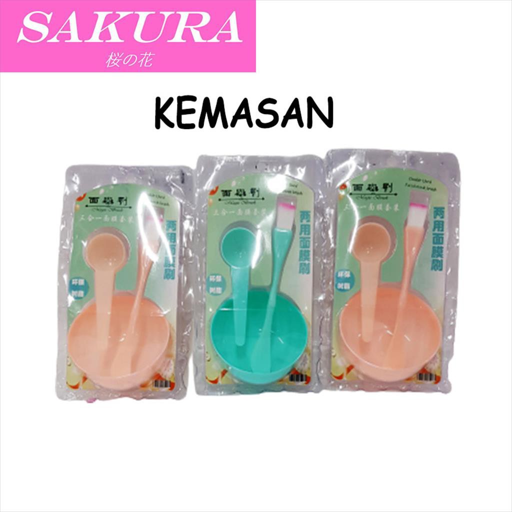 SAKURA Alat Masker Wajah/  Set Mangkok Masker Majah Spatula  001098