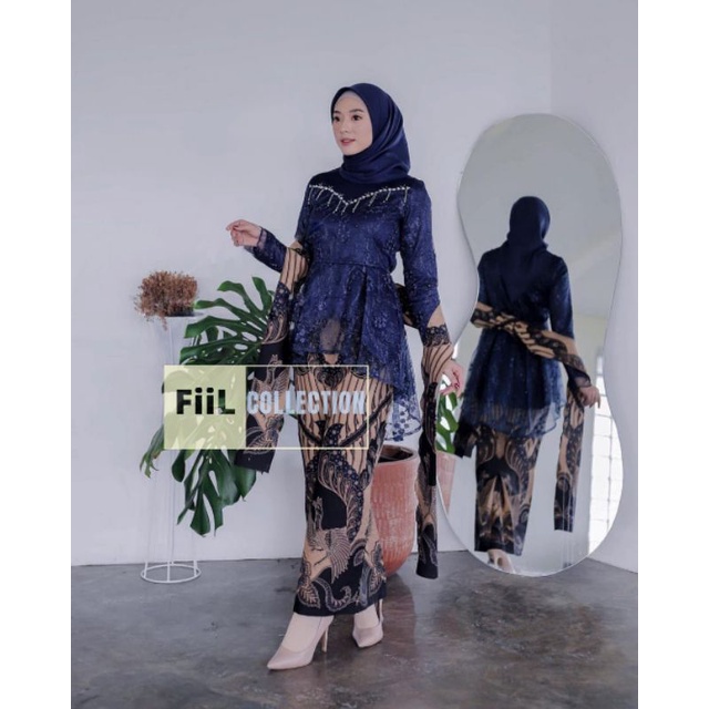 Kebaya Couple Modern, Kebaya Tunangan Lamaran, Kebaya Wisuda, Kebaya Kondangan-Kebaya+rok (navy)