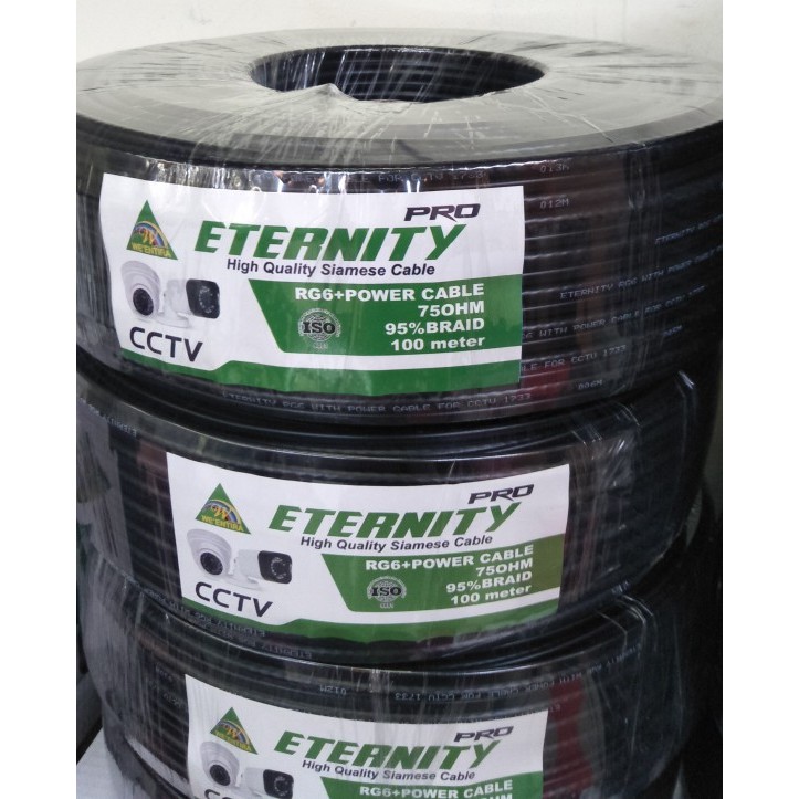 Kabel CCTV RG6 + Power Brand Eternity 100 Meter Murah dan Bagus